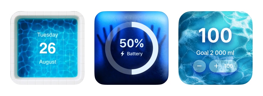 Blue widget themes with ocean gradients on iPhone