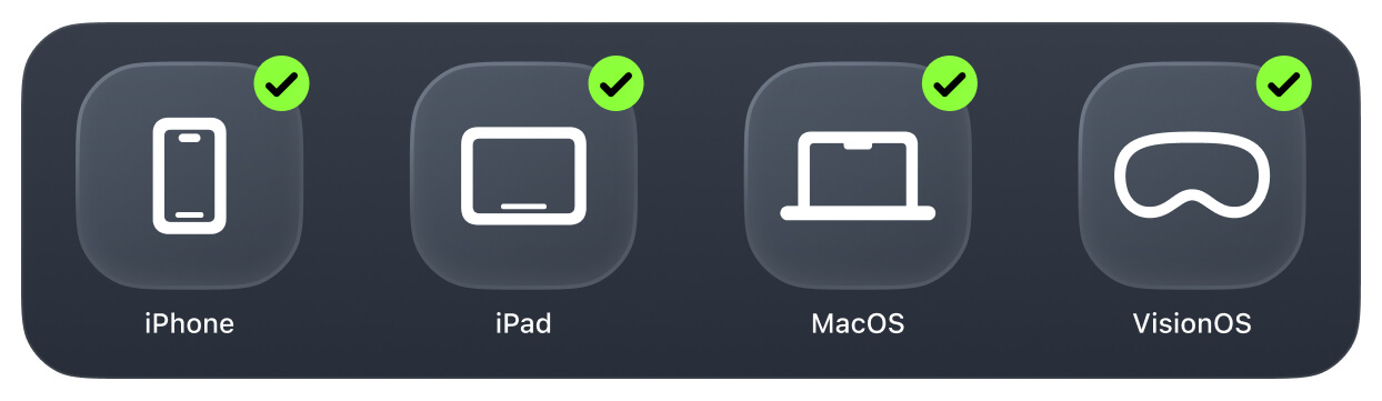 Widget stacks across iPhone, iPad, Mac, and Vision Pro