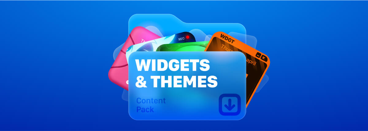 Minimal widget themes organized in folders showing clean aesthetic approach
