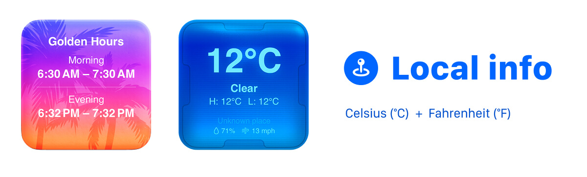 Travel widget examples and weather tracking displays