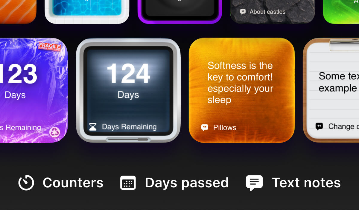 Countdown widget customization options and different display formats
