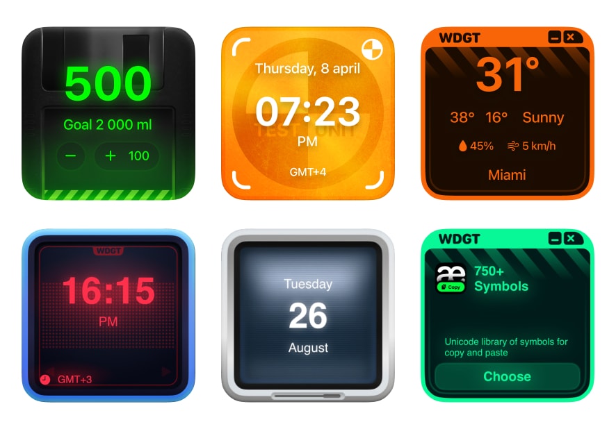 Cyberpunk widget themes with neon gradients on iPhone home screen