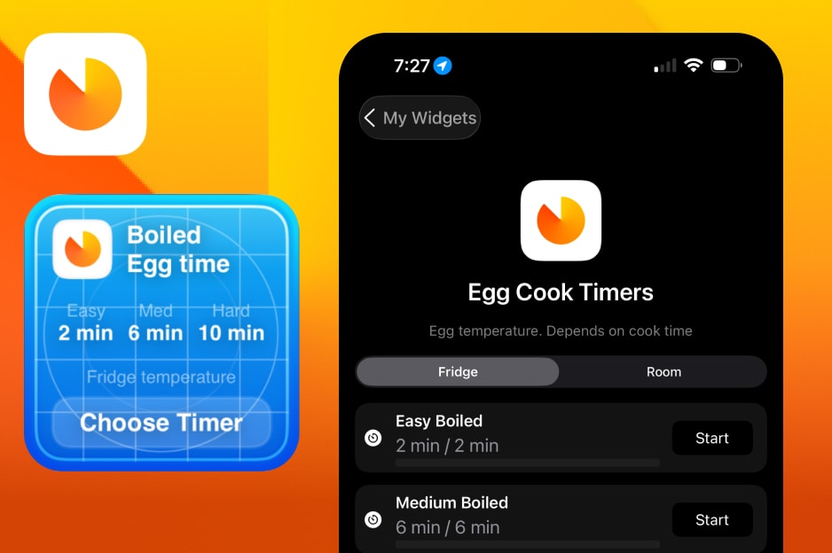 Minimal egg timer widget theme on iPhone home screen