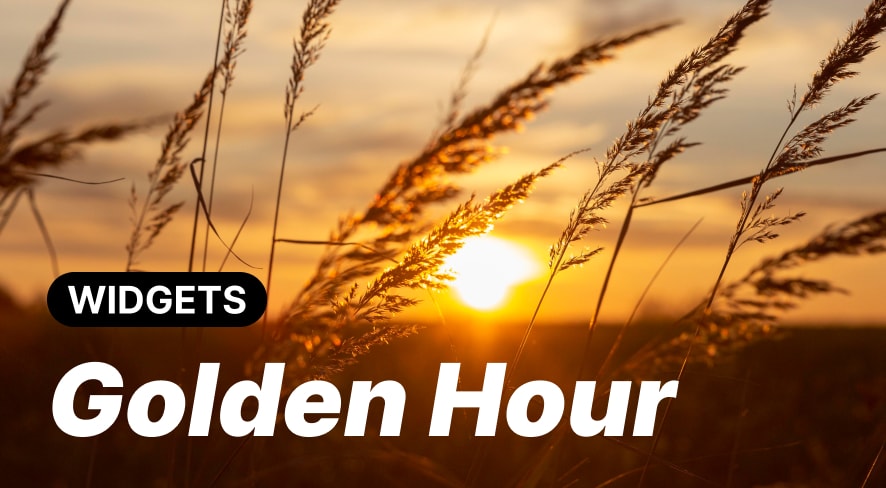 Golden hour widget displaying sunrise and sunset times on iPhone home screen
