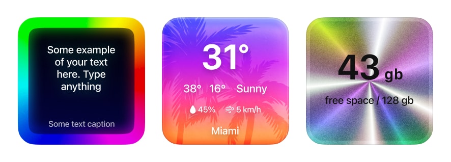 Gradient widget themes with smooth color transitions on iPhone home screen