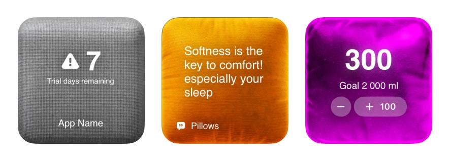 Linen and paper widget themes with warm neutral tones on iPhone