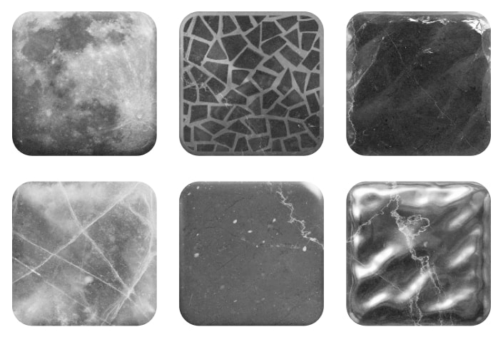 Marble widget themes with editorial typography on iPhone home screen