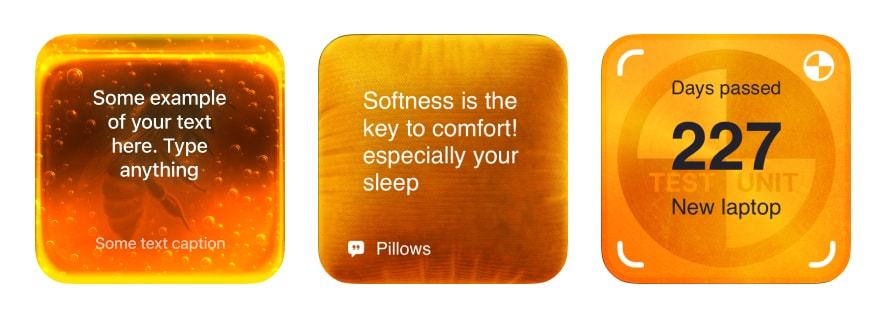 Sunset amber widget themes with gradient transitions on iPhone