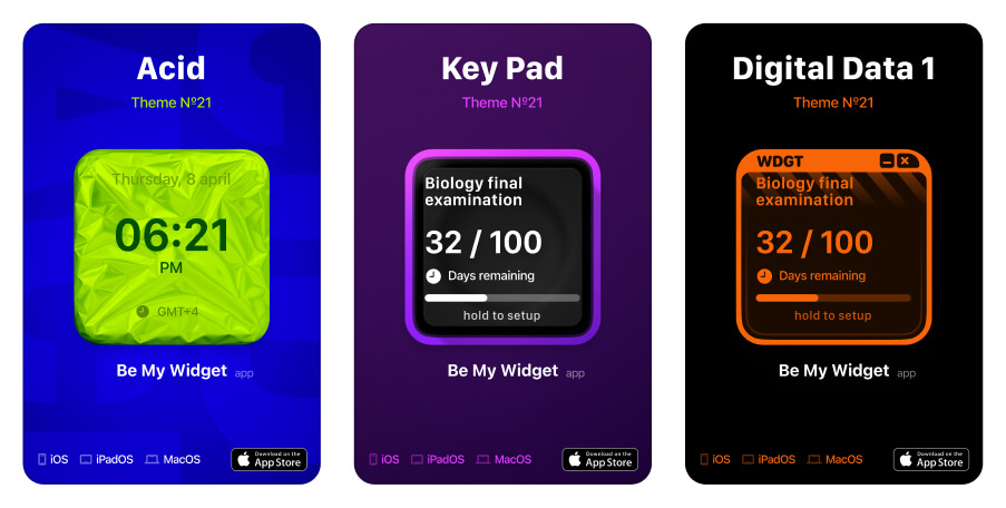 Dark sci-fi widget themes with neon accents and futuristic design on iPhone
