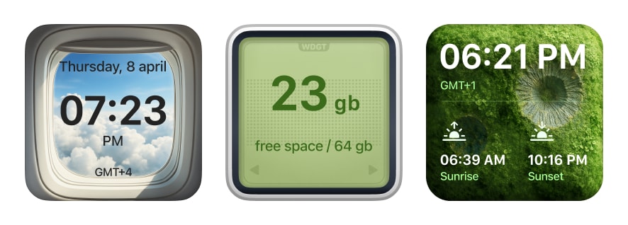 Travel widget dashboard with countdown, weather, and notes on iPhone