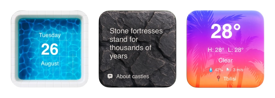 iPhone with travel planning tiles and moodboard widget