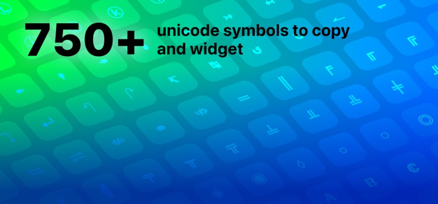 Unicode symbols widget showing arrows, stars, and bullets on iPhone