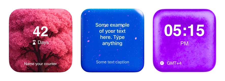 Watercolor widget themes with texture overlays on iPhone