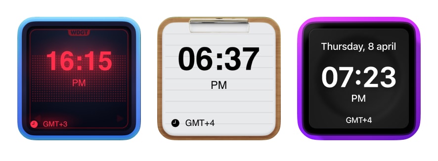 iPhone home screen showing multiple world clocks in a time zone widget