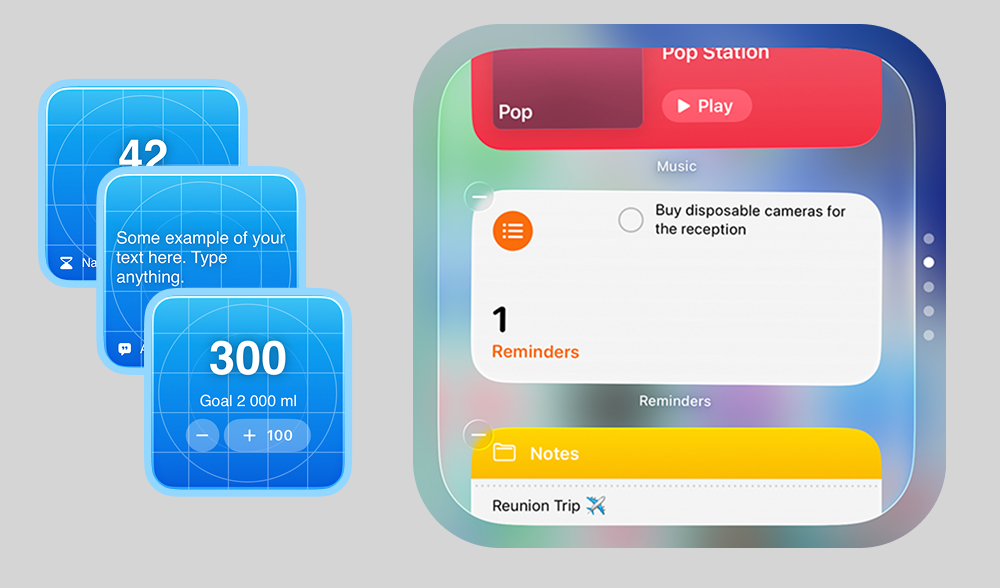 iPhone home screen showing widget stack strategies across focus modes